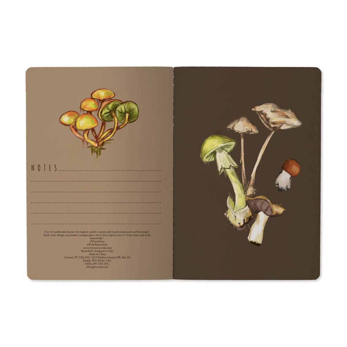 Bruno Visconti Mushroom Black lined notebook, view 3