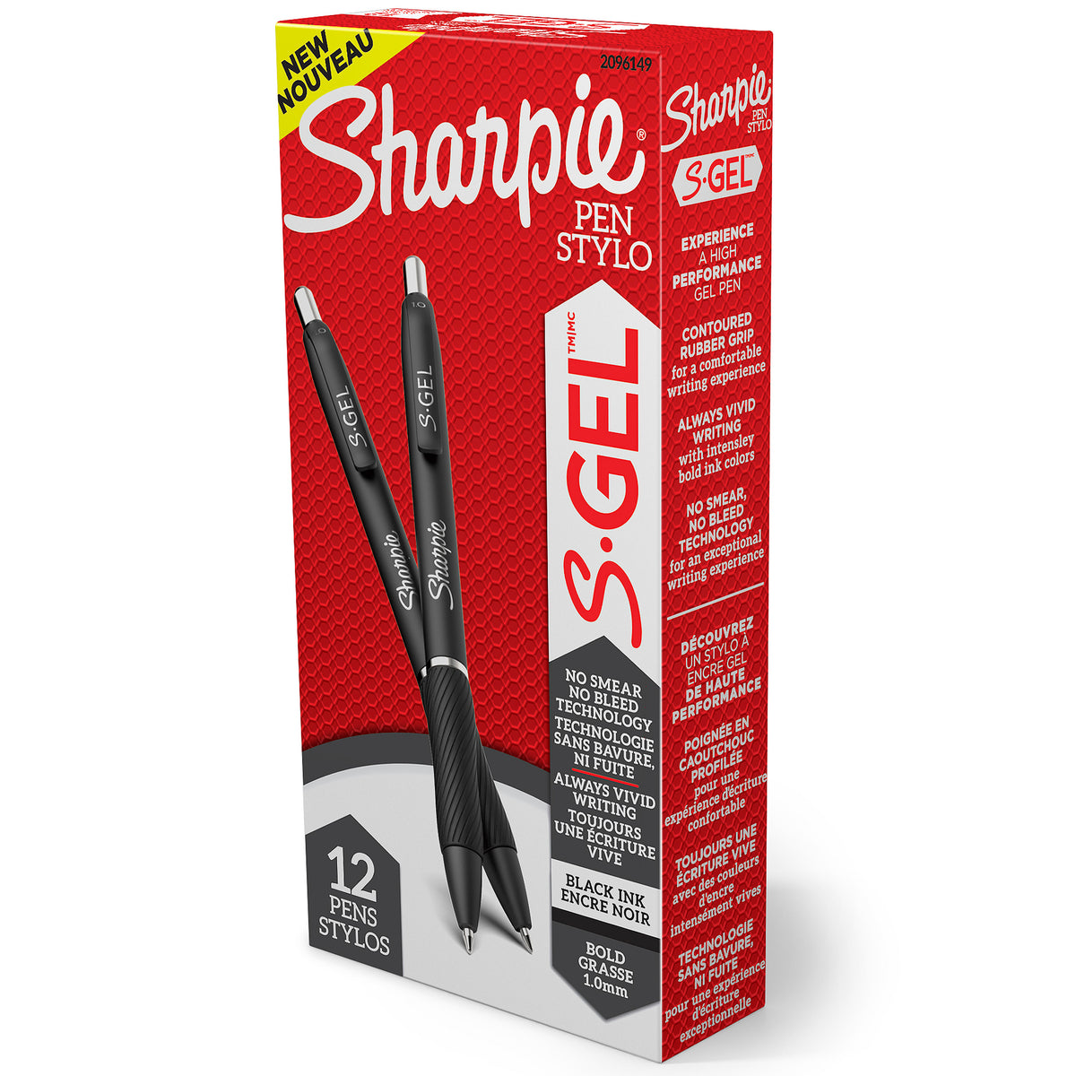 Sharpie S-Gel gel pens box of 12, 1.0 mm bold, black ink