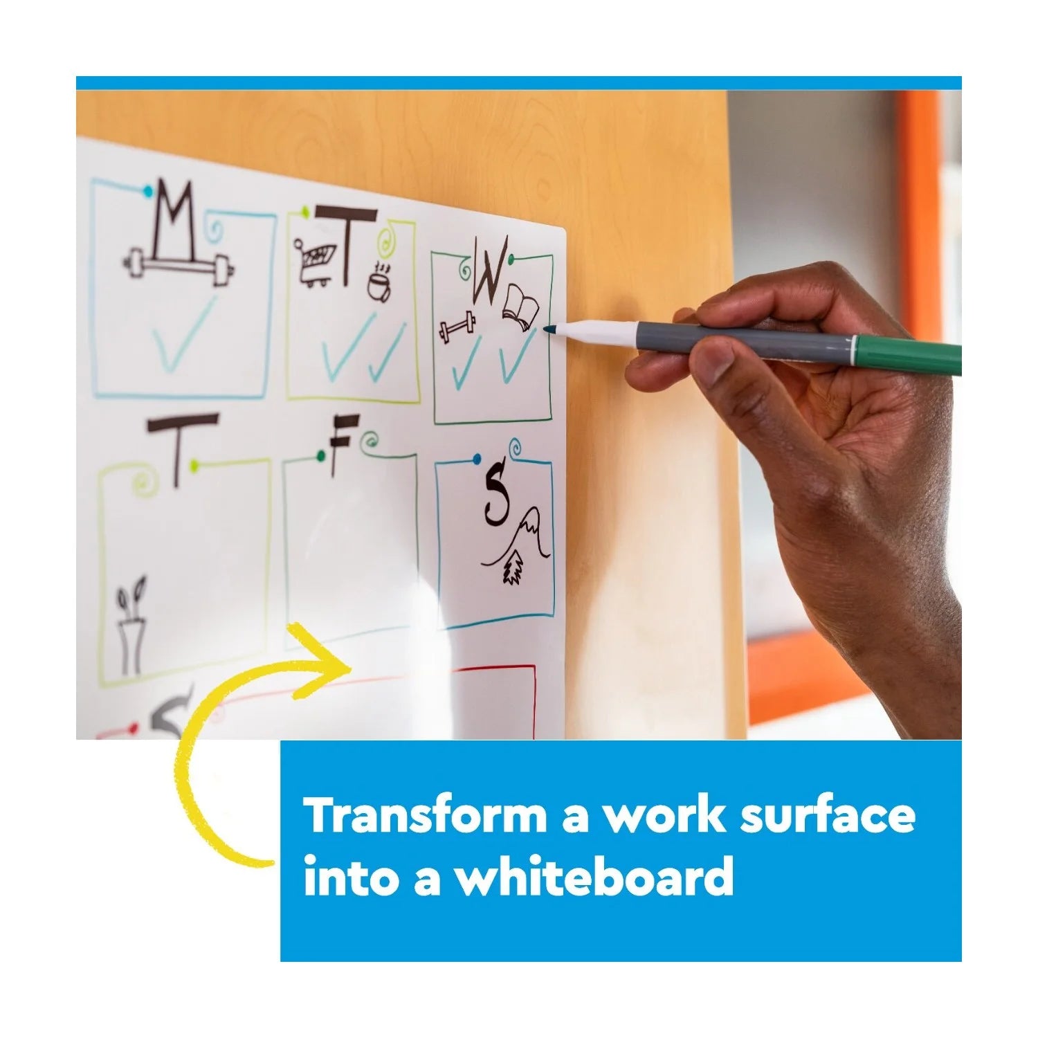 Post-it Easy Erase Flex Whiteboard Surfaces / Two 9.1" x 9.1" Sheets