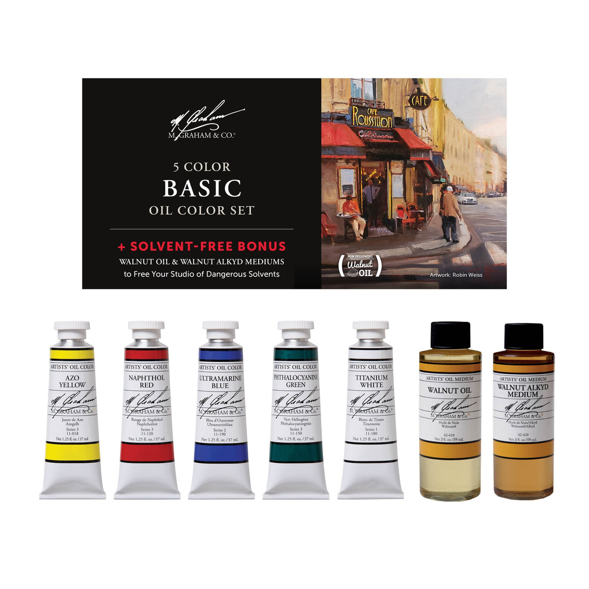 M. Graham Solvent-Free Oil Paint Set with walnut oil and walnut alkyd mediums