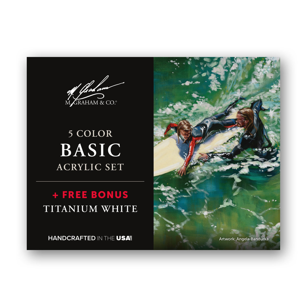 M. Graham 5 Colour Basic Acrylic Set box with bonus Titanium White