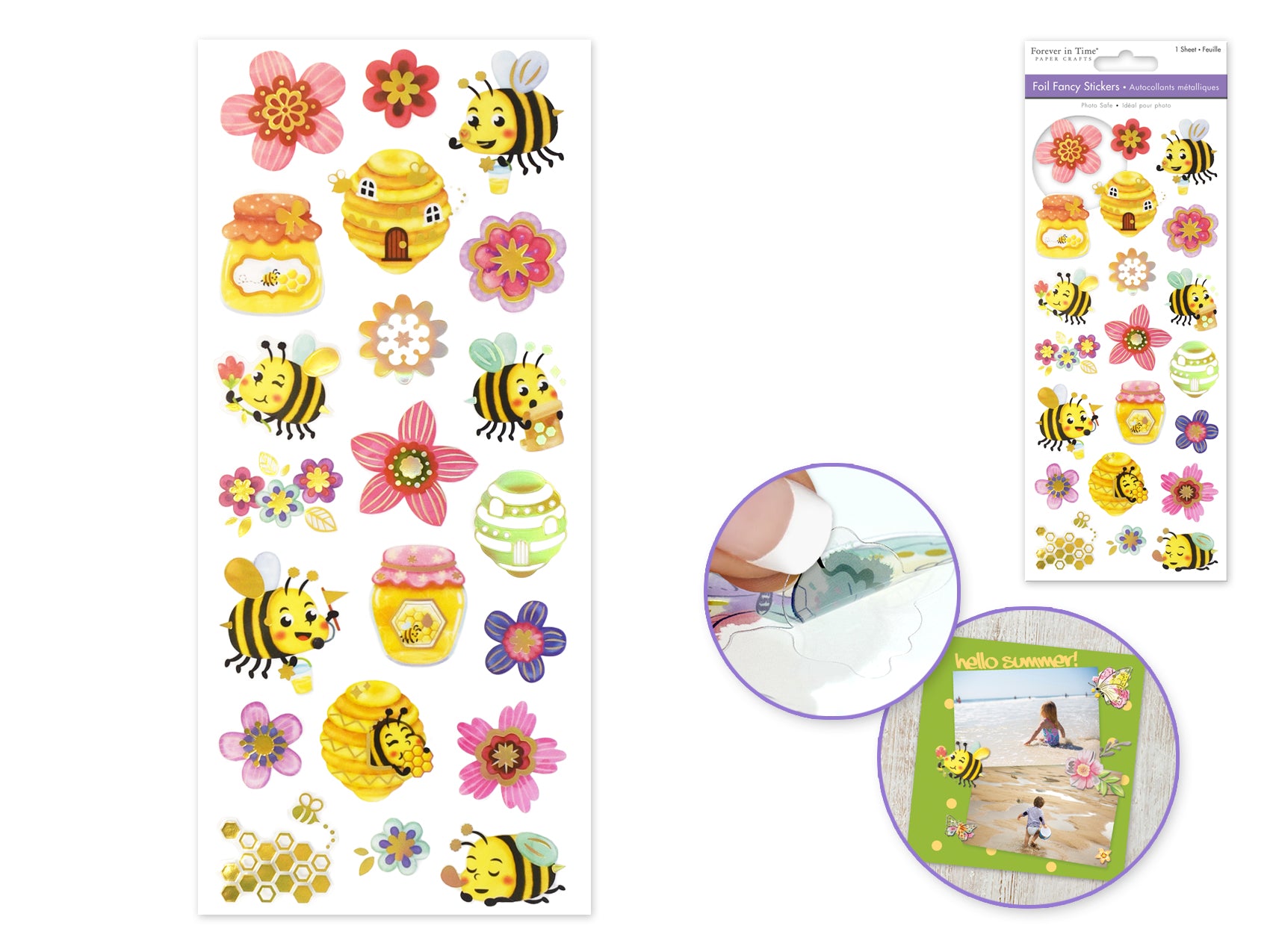 Stickers Fancy Honey Bee Foil