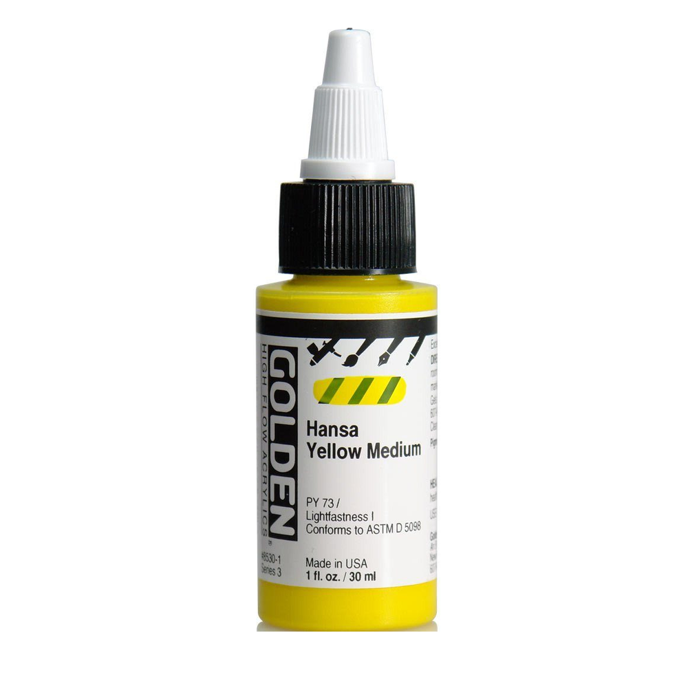 Golden High Flow Acrylic Hansa Yellow Medium, 1 oz (30 ml) bottle