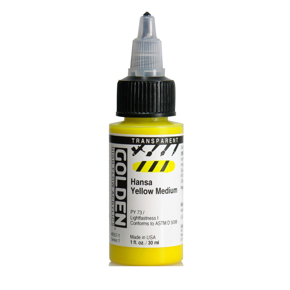 Golden High Flow Acrylic Transparent Hansa Yellow Medium, 1 oz (30 ml) bottle