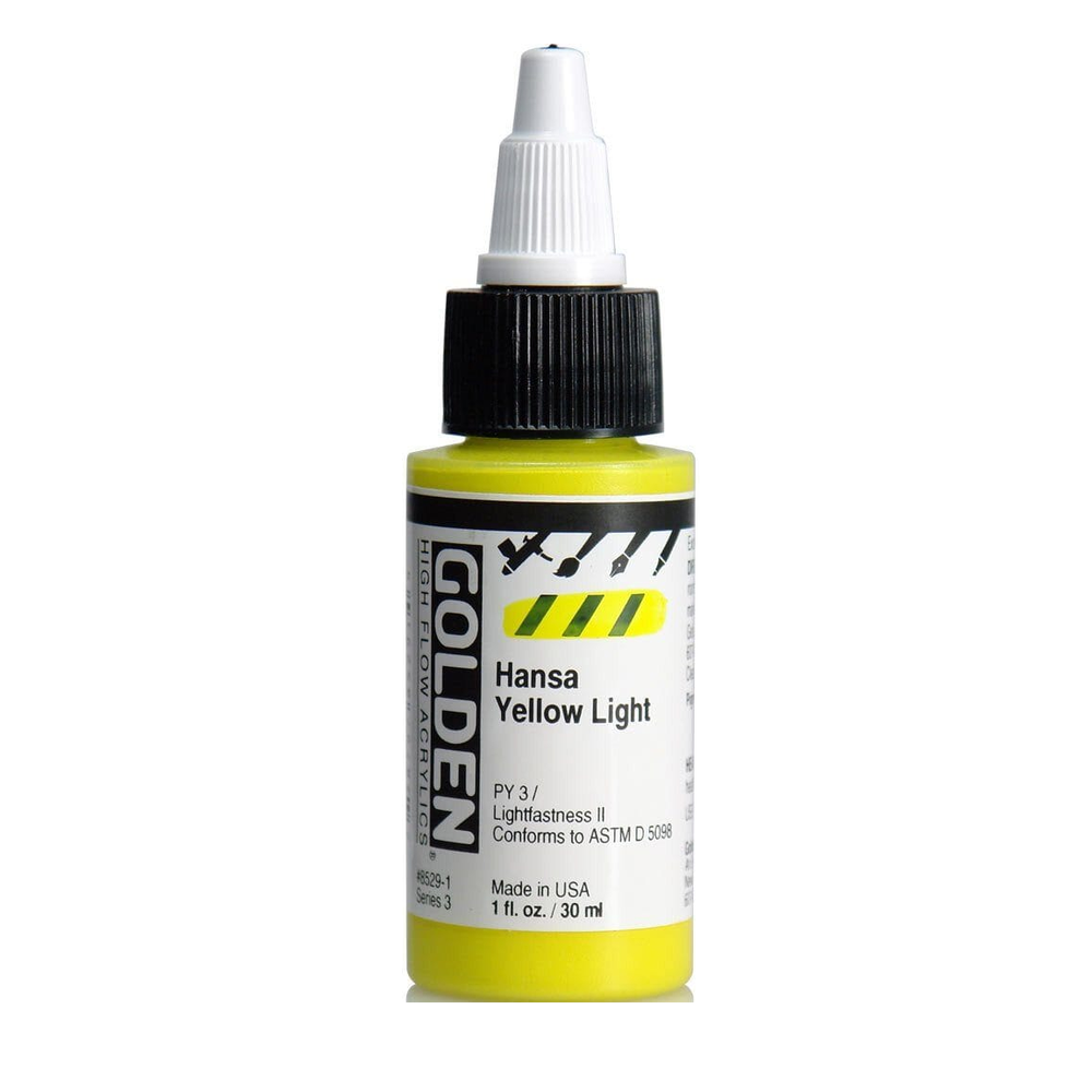 Golden High Flow Acrylic Hansa Yellow Light, 1 oz (30 ml) bottle