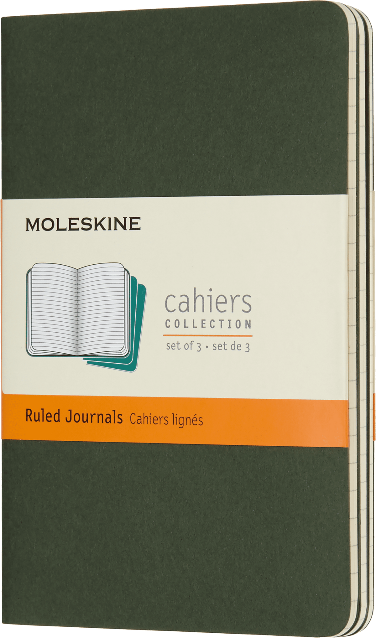 Moleskine Cahier Journal 3-Pack, Pocket, Ruled — Myrtle Green, front cover