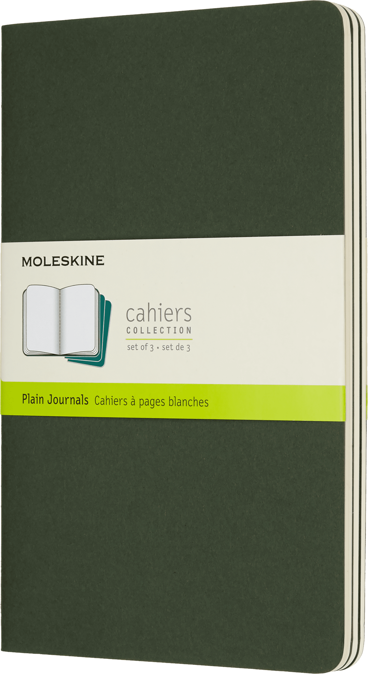 Moleskine Cahier Journal 3-Pack, Large, Plain — Myrtle Green, front cover