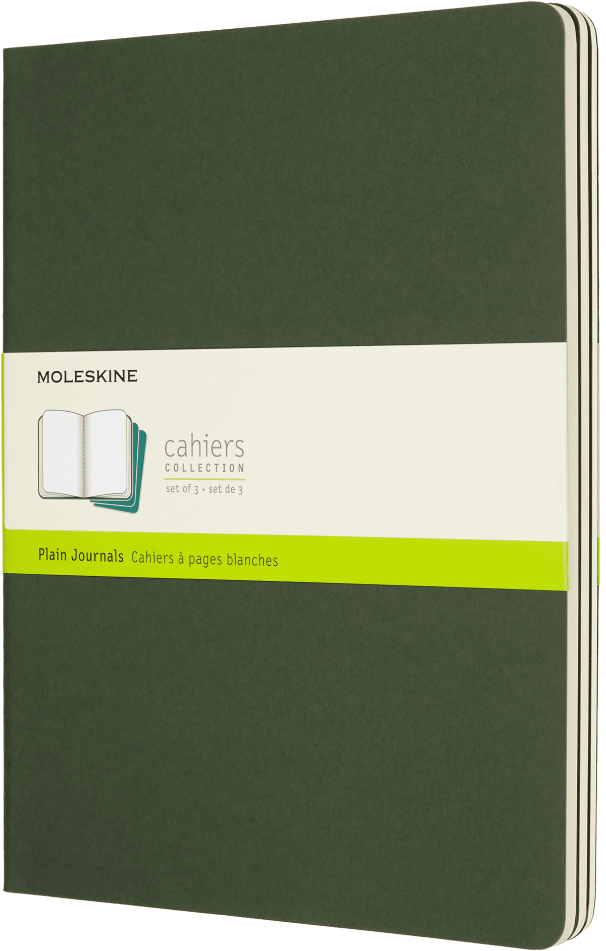 Moleskine Cahier Journal 3-Pack, XL, Plain — Myrtle Green, front cover