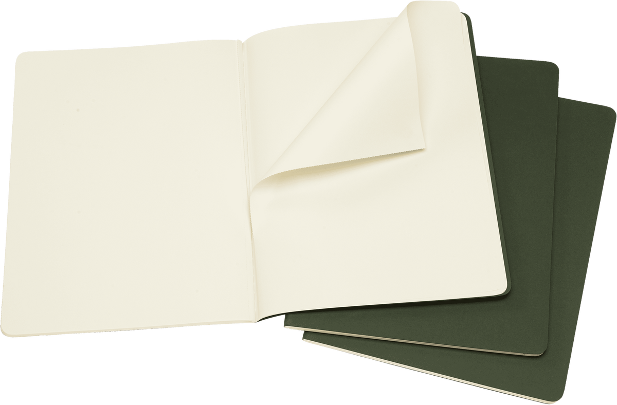 Moleskine Cahier Journal 3-Pack, XL, Plain — Myrtle Green, interior view