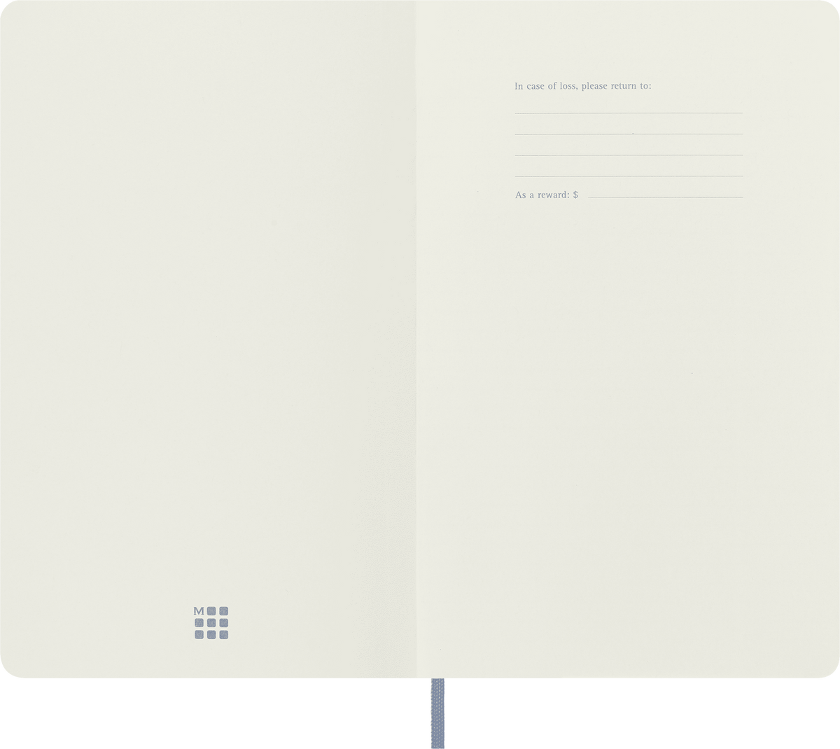 Moleskine Classic Notebook, Soft Cover, Large, Ruled — Hydrangea Blue, interior view