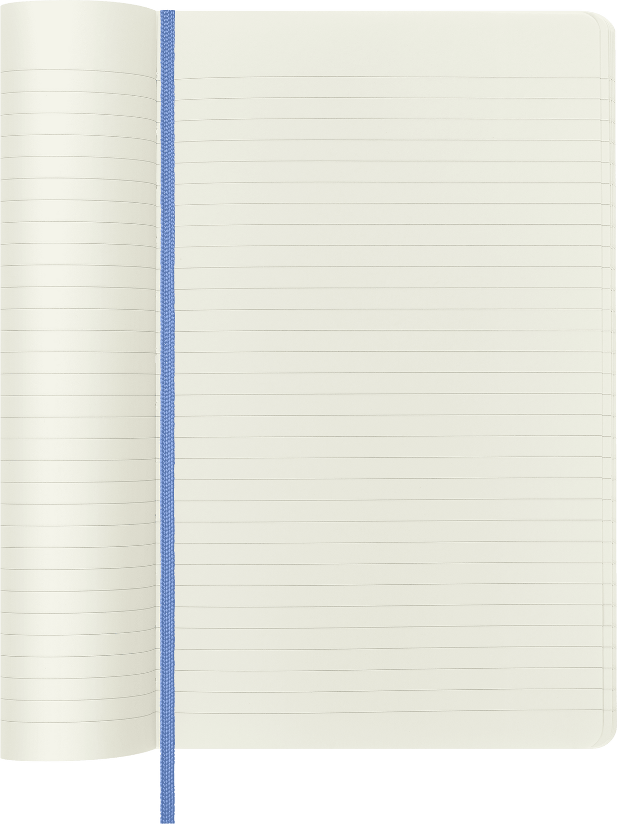 Moleskine Classic Notebook, Soft Cover, Large, Ruled — Hydrangea Blue, detail view