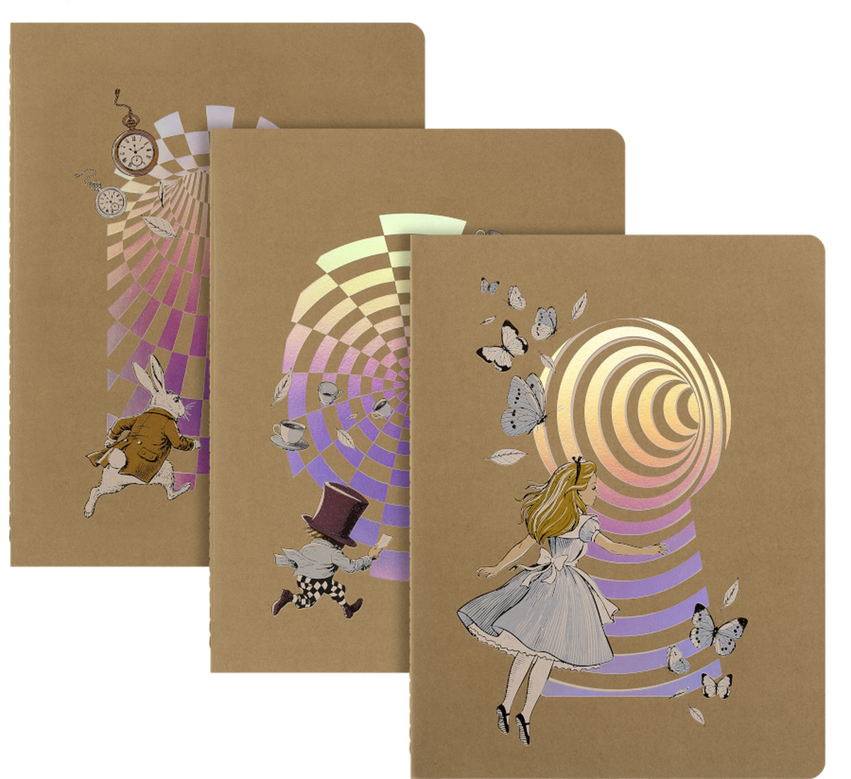 Moleskine Alice in Wonderland Cahier Journal 3-Pack, XL, Ruled — Multicolour, front cover