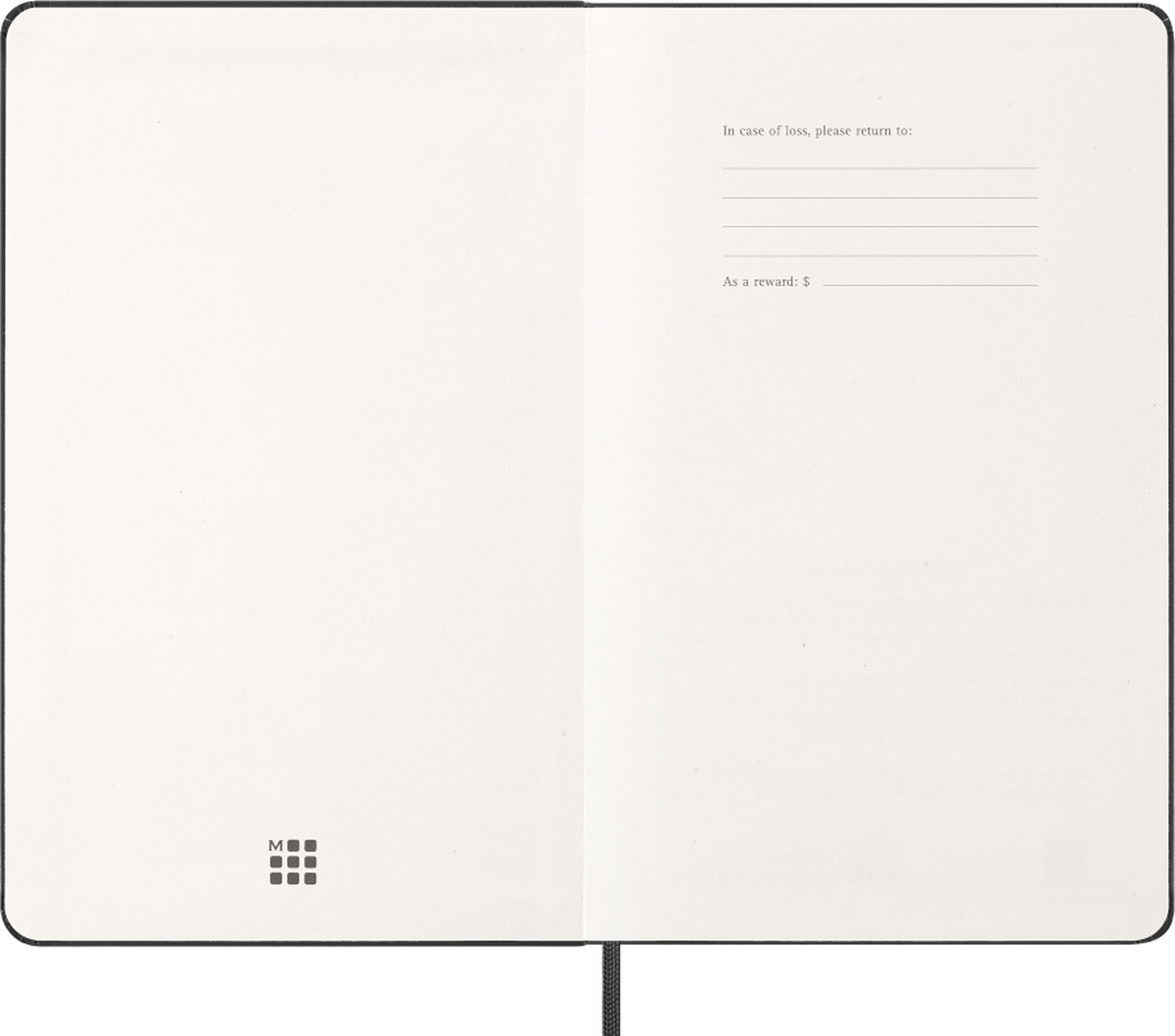 Moleskine 2027 Daily Planner, 12-Month, Large, Hard Cover — Black, interior view