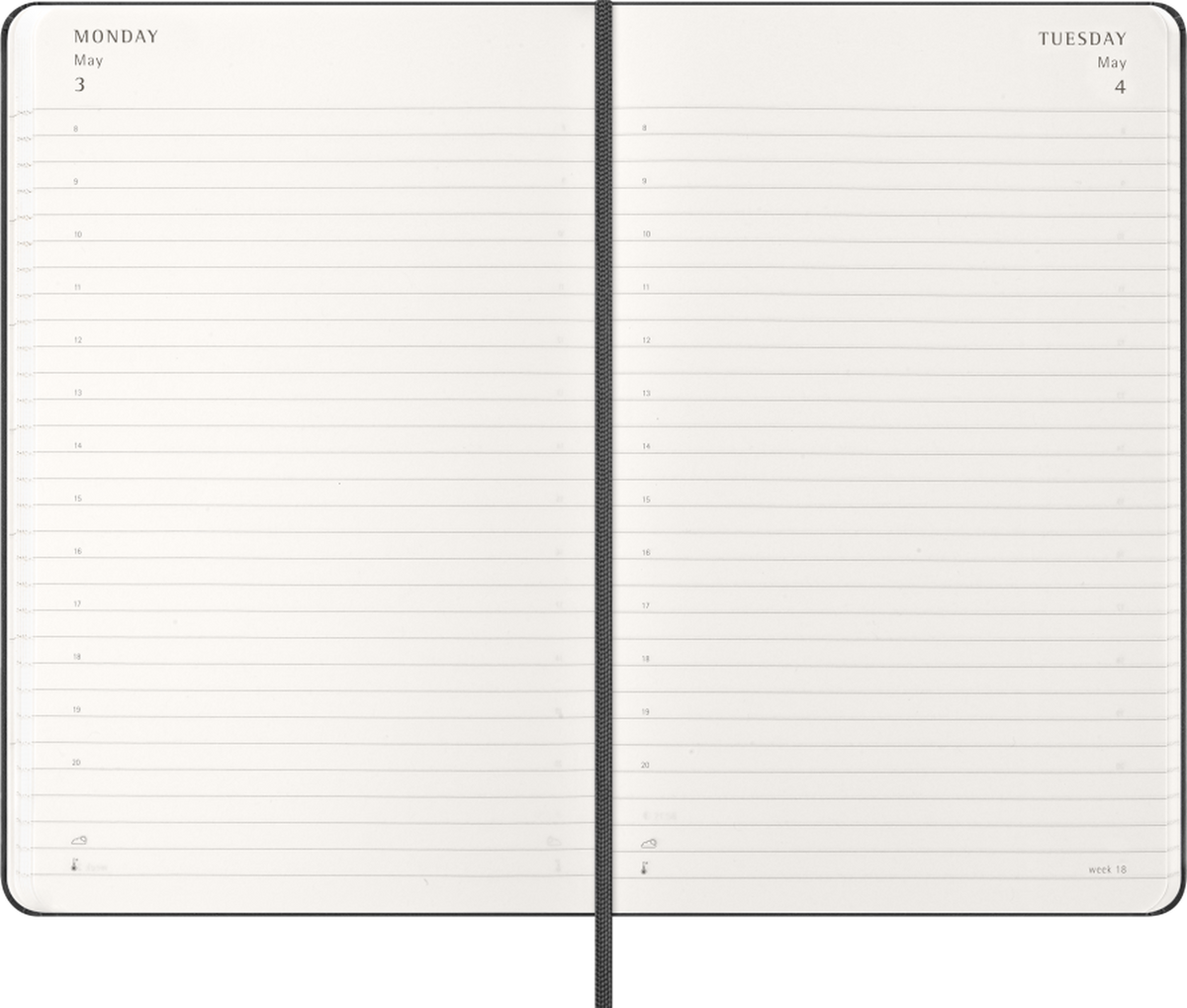 Moleskine 2027 Daily Planner, 12-Month, Large, Hard Cover — Black, detail view