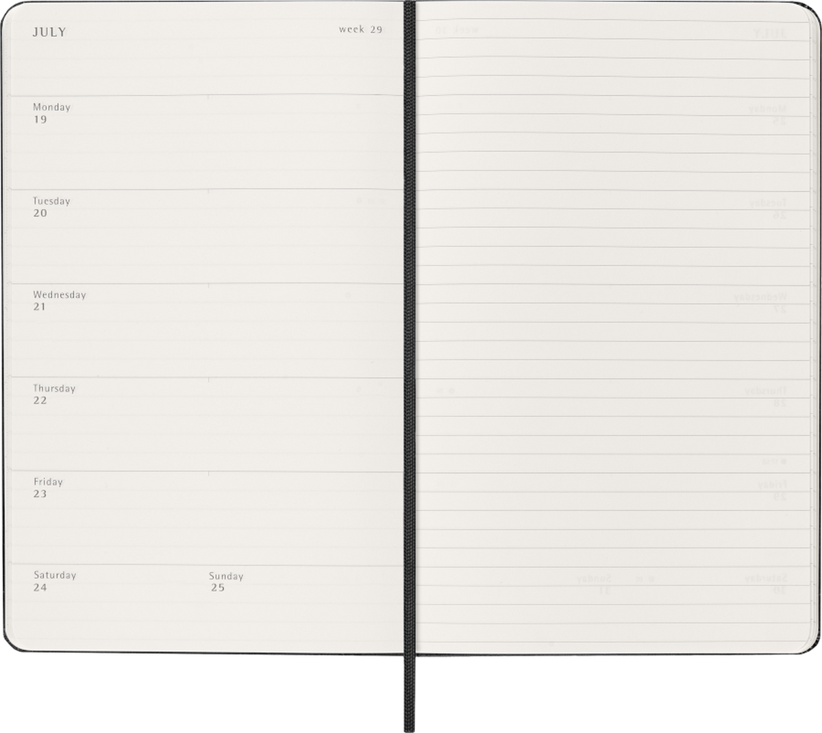 Moleskine 2027 Weekly Planner, 12-Month, Hard Cover — Large, Black, detail
