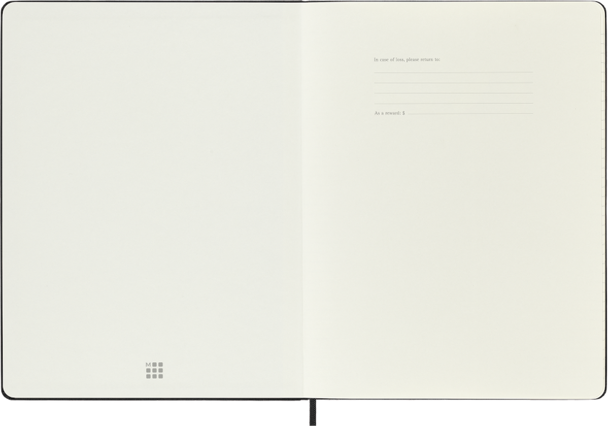 Moleskine 2027 Weekly Planner, 12-Month, Hard Cover — XL, Black, open/interior