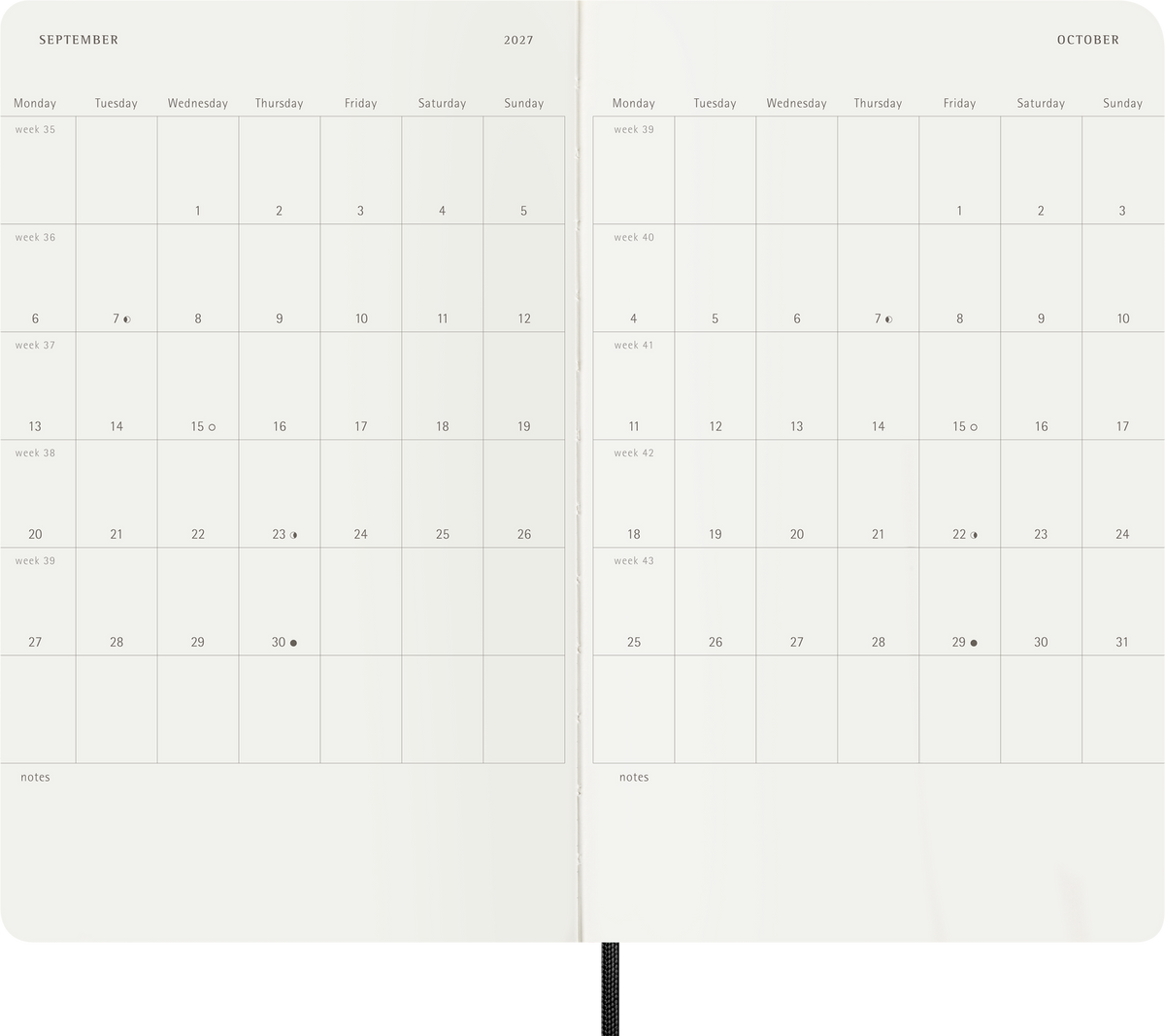 Moleskine 18-Month Daily Planner 2026–2027, Large, Soft Cover — Black, detail view 2