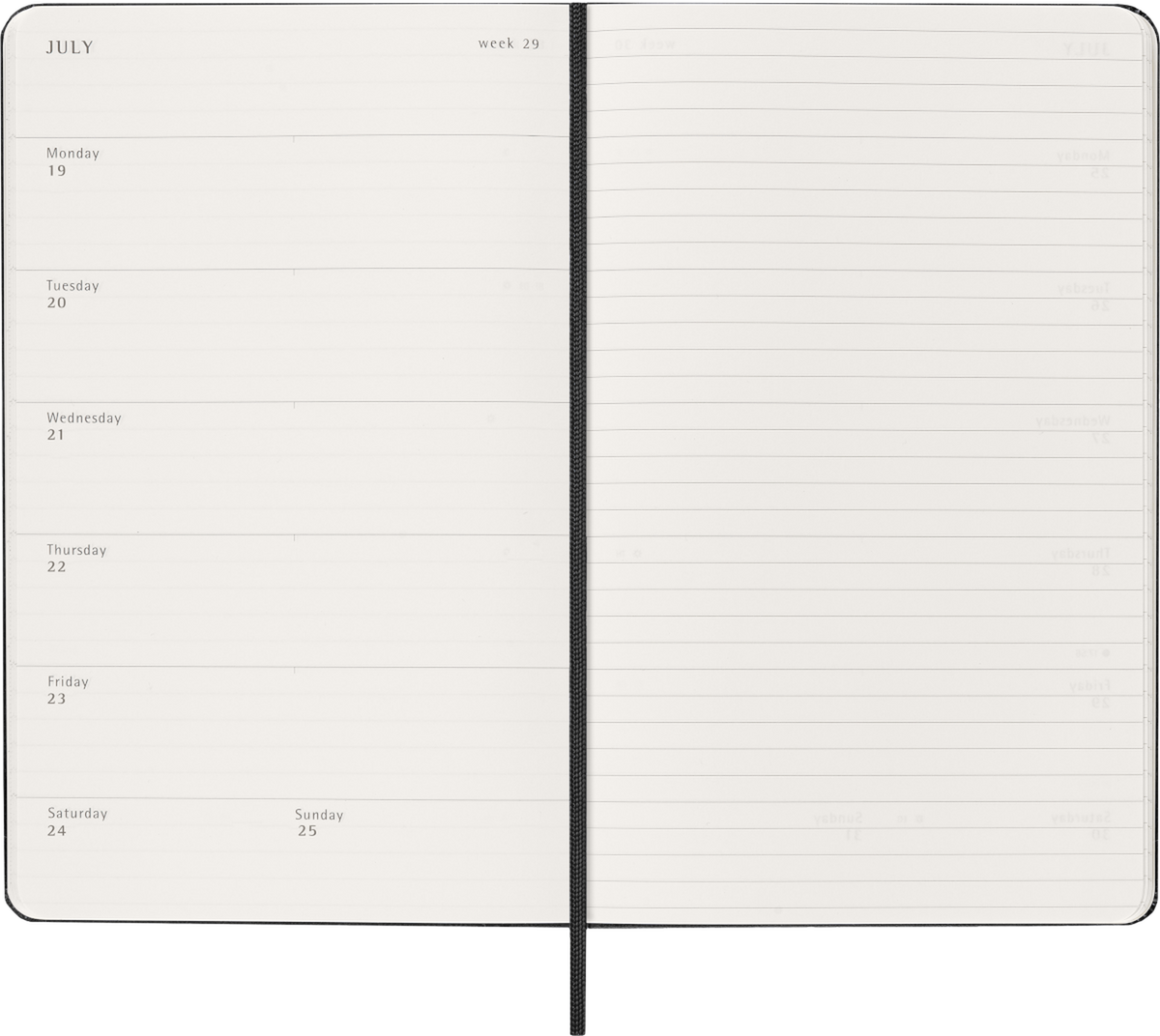 Moleskine 18-Month Weekly Planner 2026–2027, Hard Cover — Black, Large, detail view
