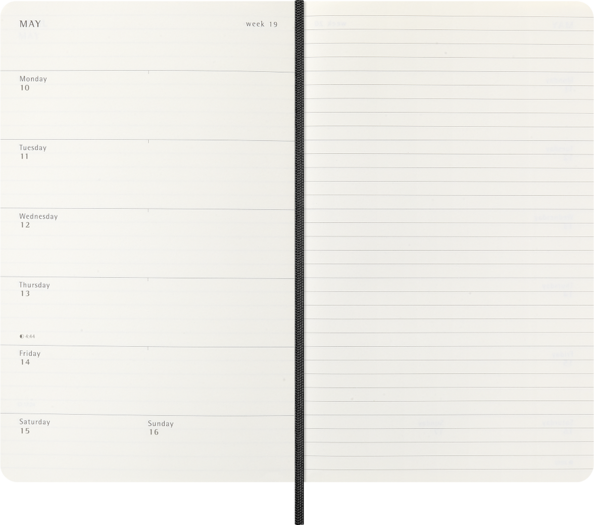Moleskine 18-Month Weekly Planner 2026–2027, Soft Cover — Large, Black, detail view