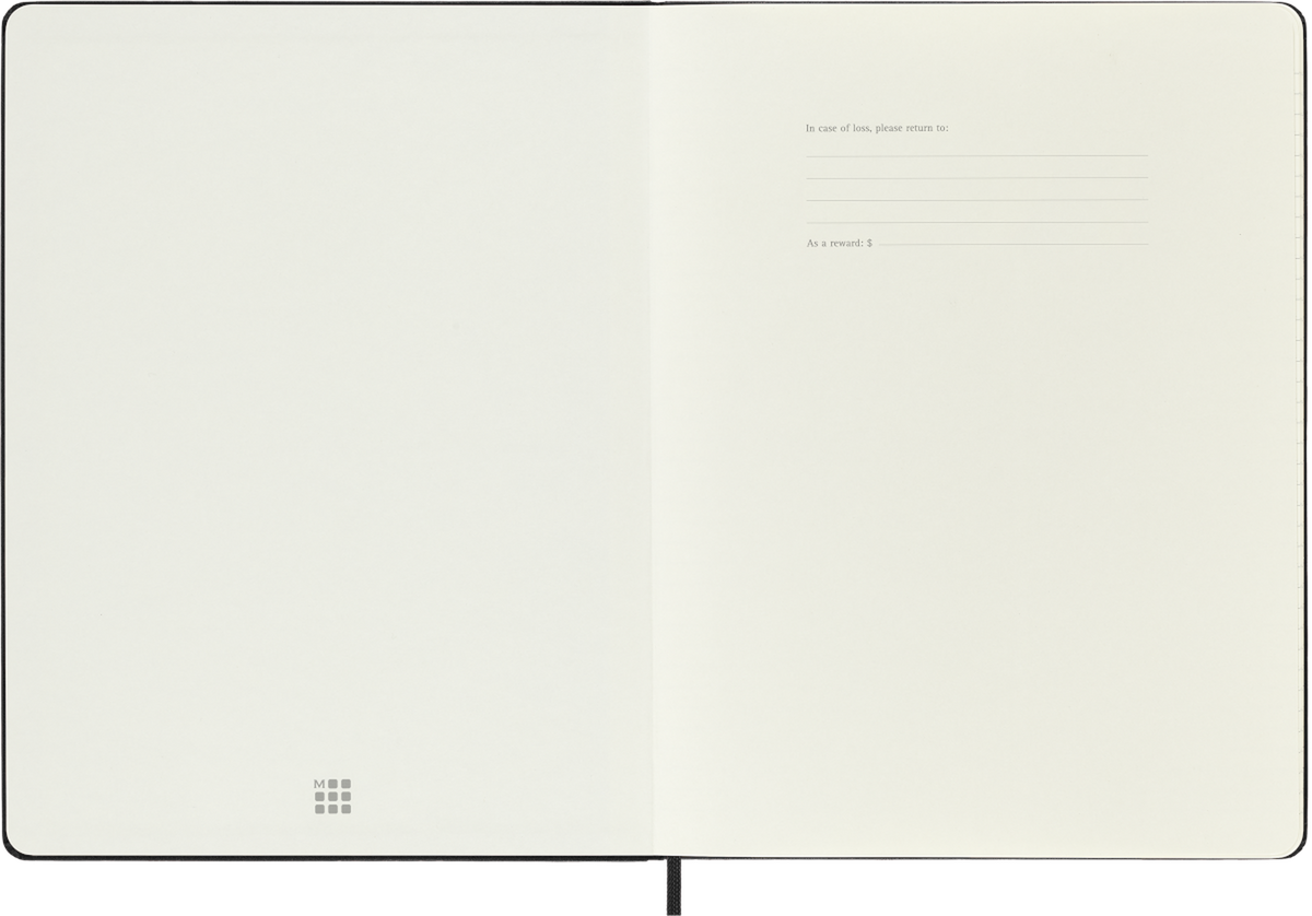 Moleskine 18-Month Weekly Planner 2026–2027, Hard Cover — Black, XL, interior view