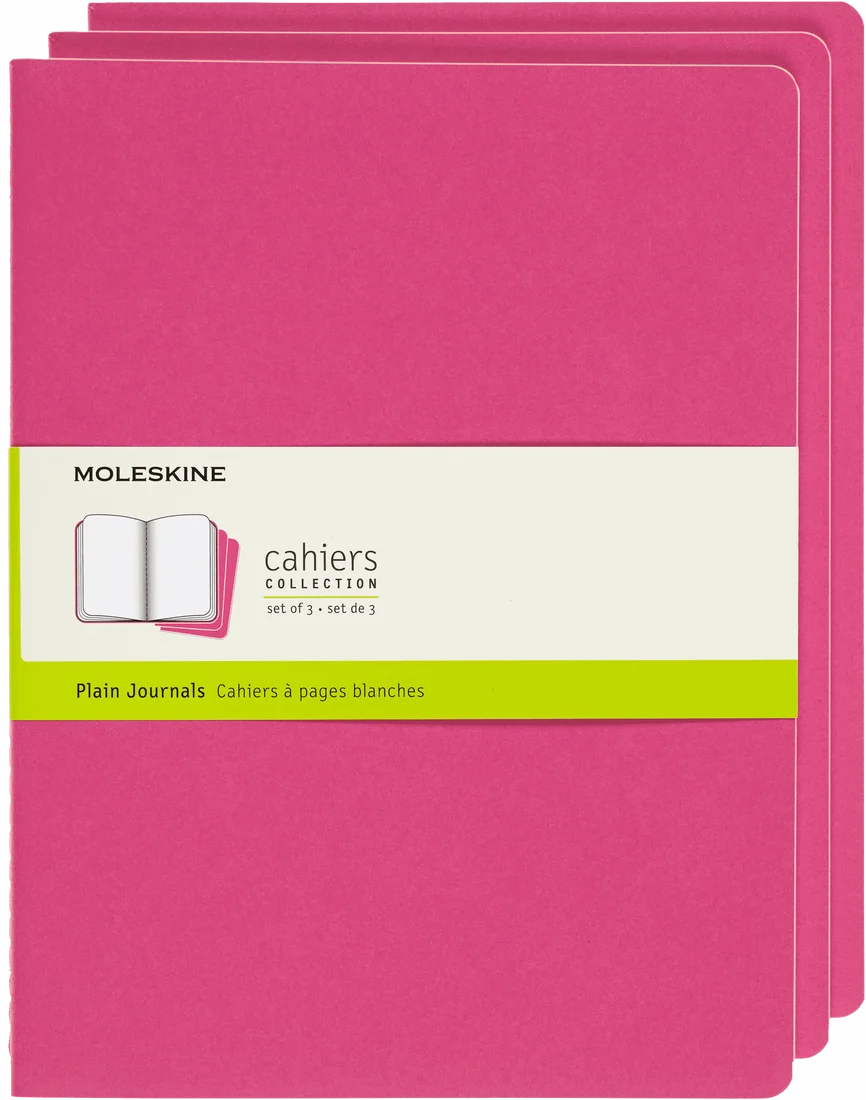 Moleskine Cahier Journal 3-Pack, XL, Plain — Kinetic Pink, front cover