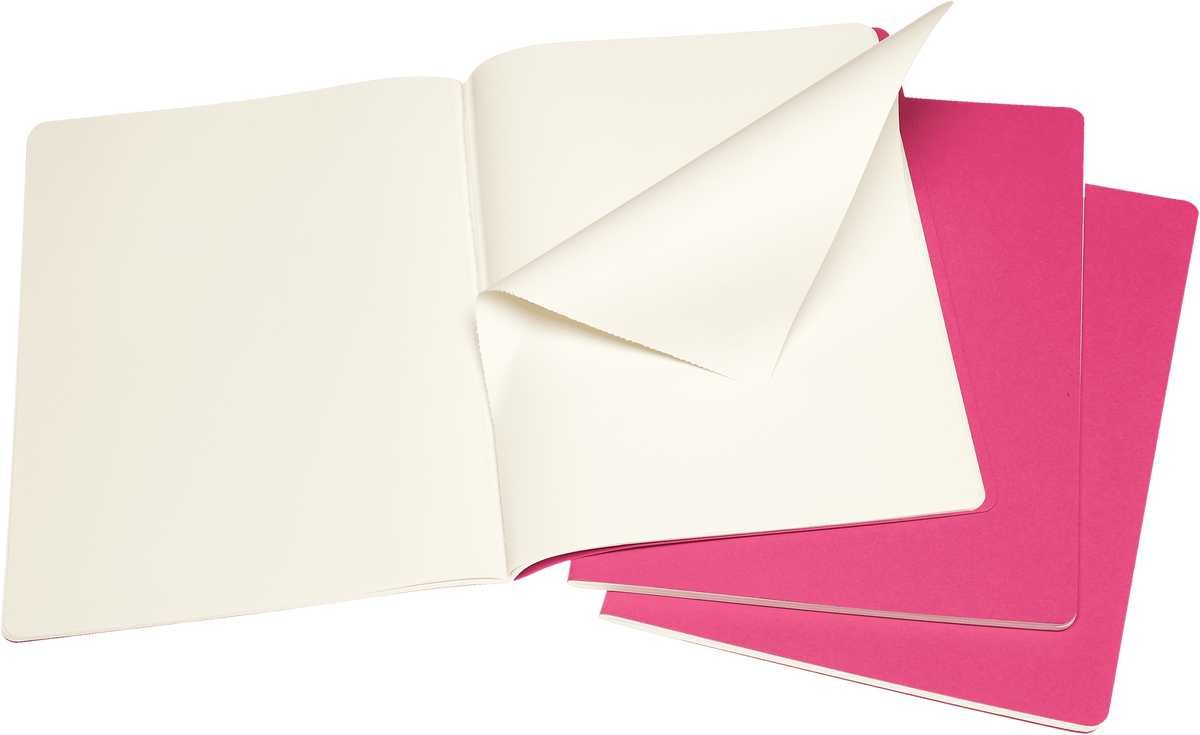 Moleskine Cahier Journal 3-Pack, XL, Plain — Kinetic Pink, interior view