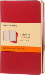 Moleskine Cahier Journal 3-Pack, Pocket, Ruled — Cranberry Red, front cover