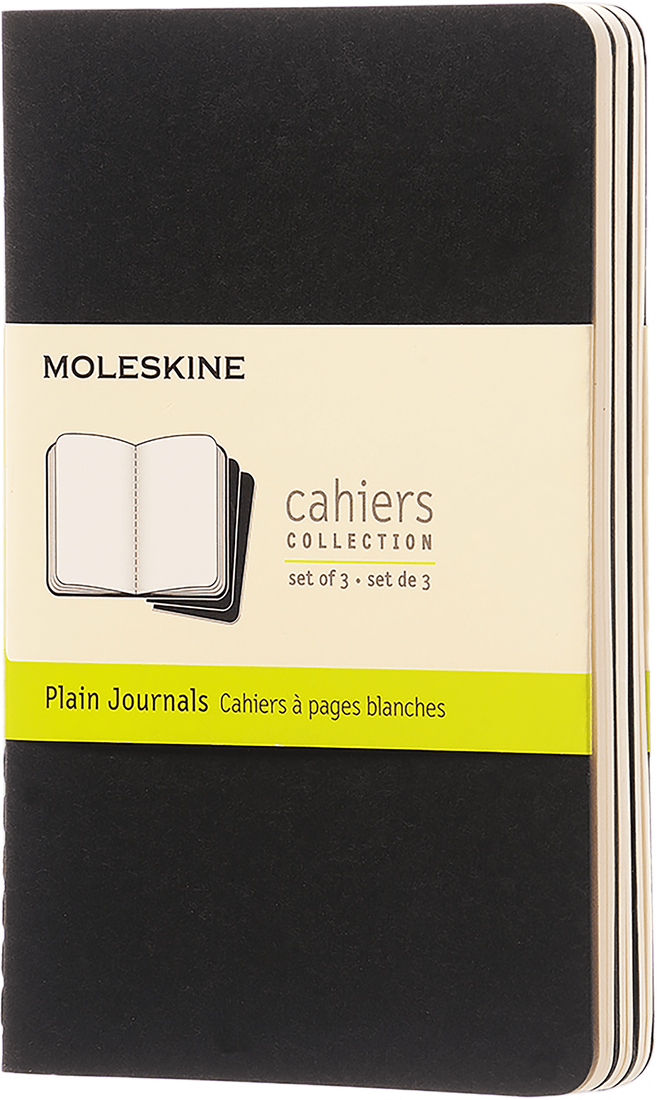 Moleskine Cahier Notebook Small (Pocket) Plain 3-pack