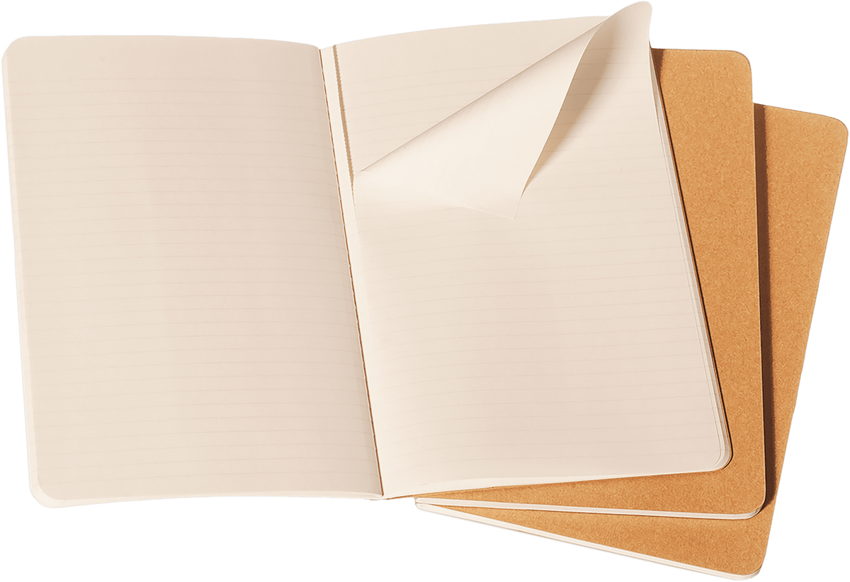Moleskine Cahier Journal 3-Pack, Pocket, Ruled, Kraft, open