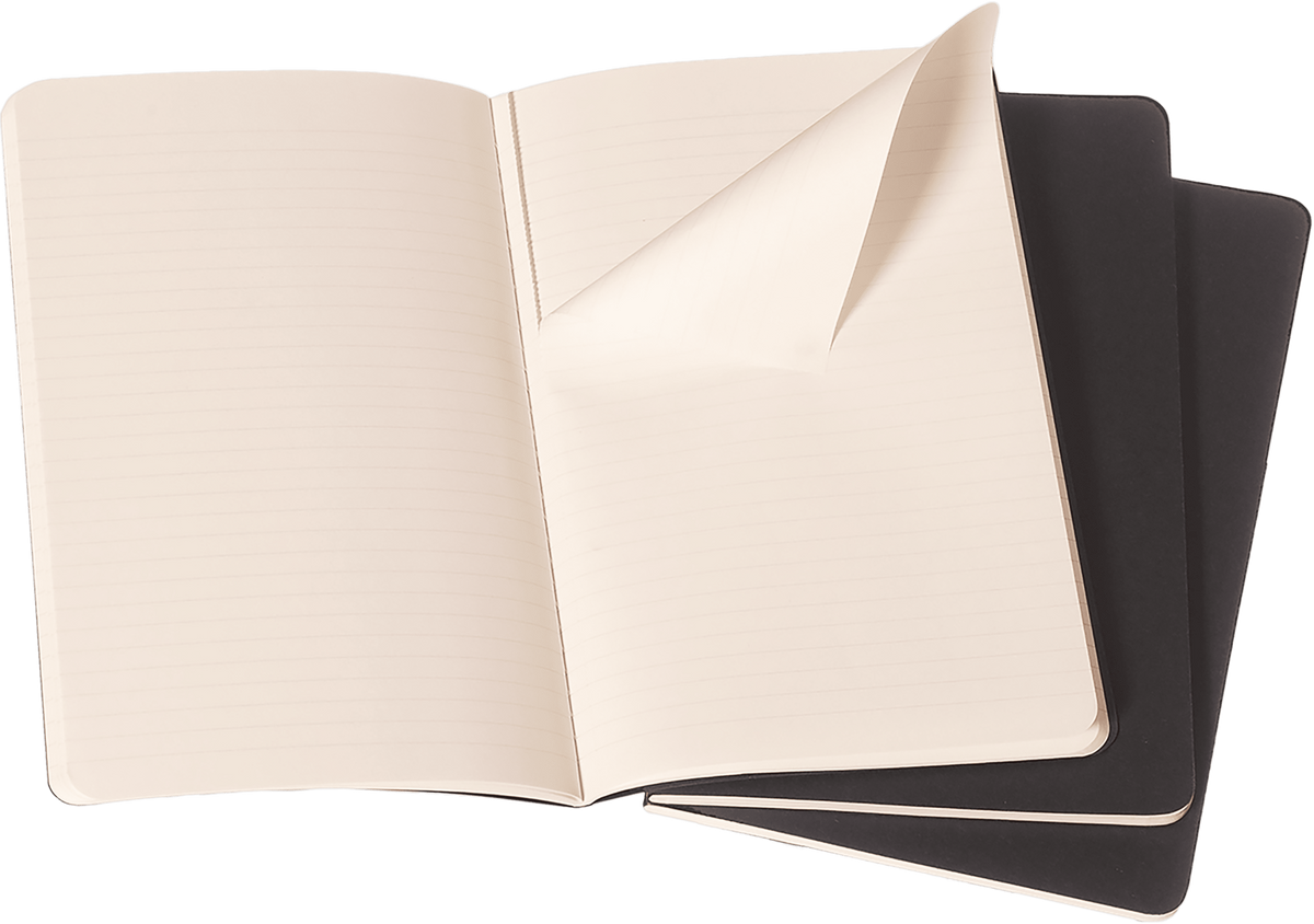 Moleskine Cahier Journal 3-Pack, Large, Ruled — Black, interior view