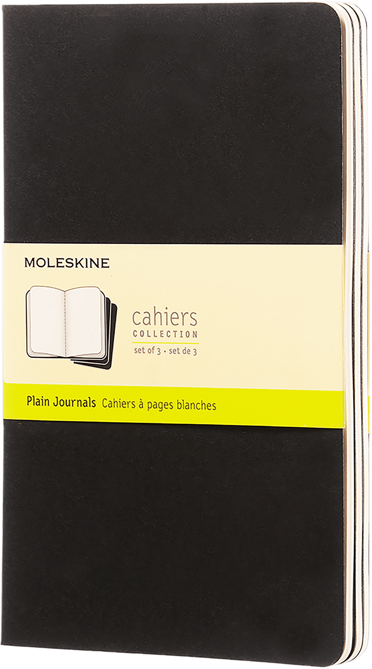 Moleskine Cahier Journal 3-Pack, Large, Plain — Black, front cover