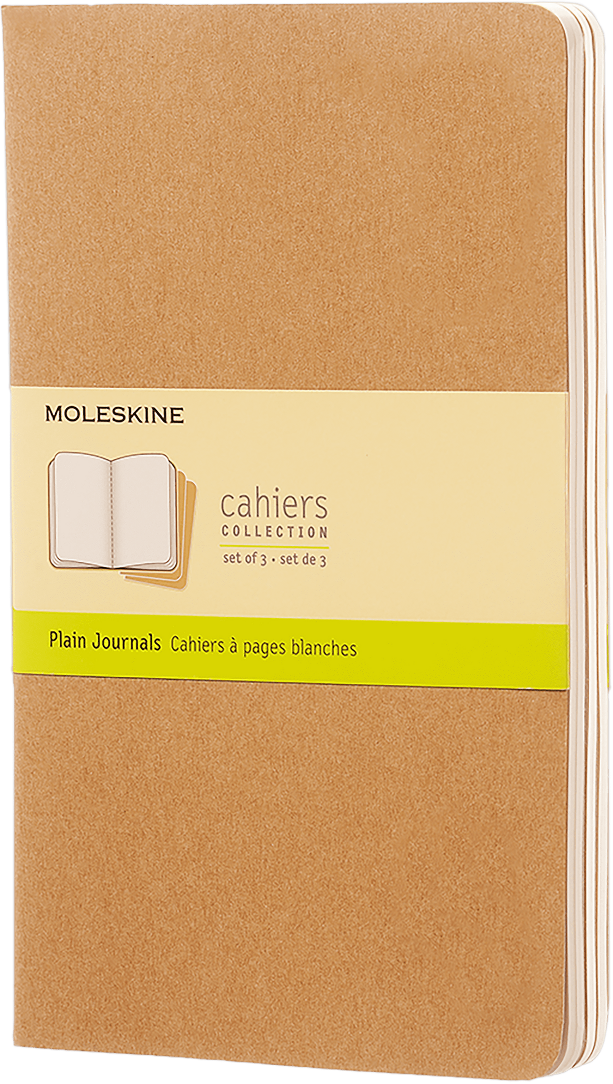 Moleskine Cahier Journal 3-Pack, Large, Plain — Kraft Brown, front cover