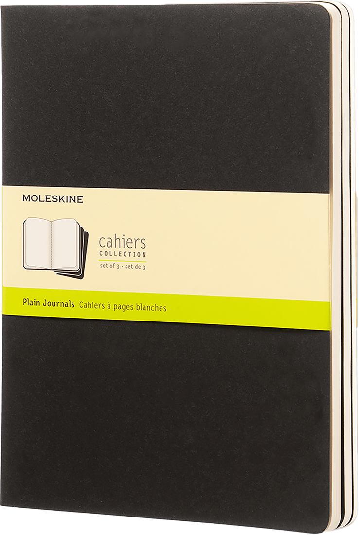 Moleskine Cahier Notebook XL Plain Black 3-pack