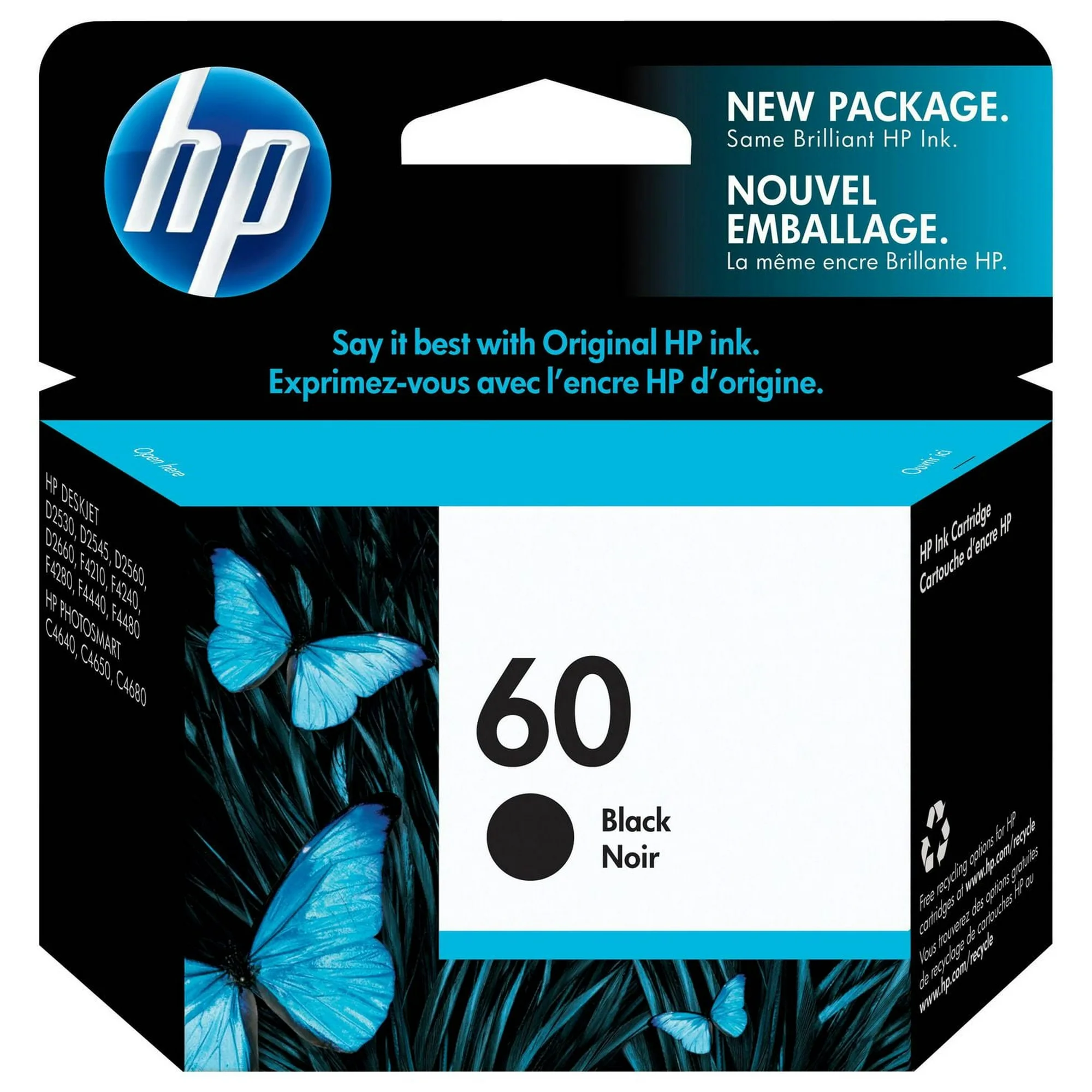 HP 60 (CC640WN) Original Inkjet Ink Cartridge - Black - 1 Each
