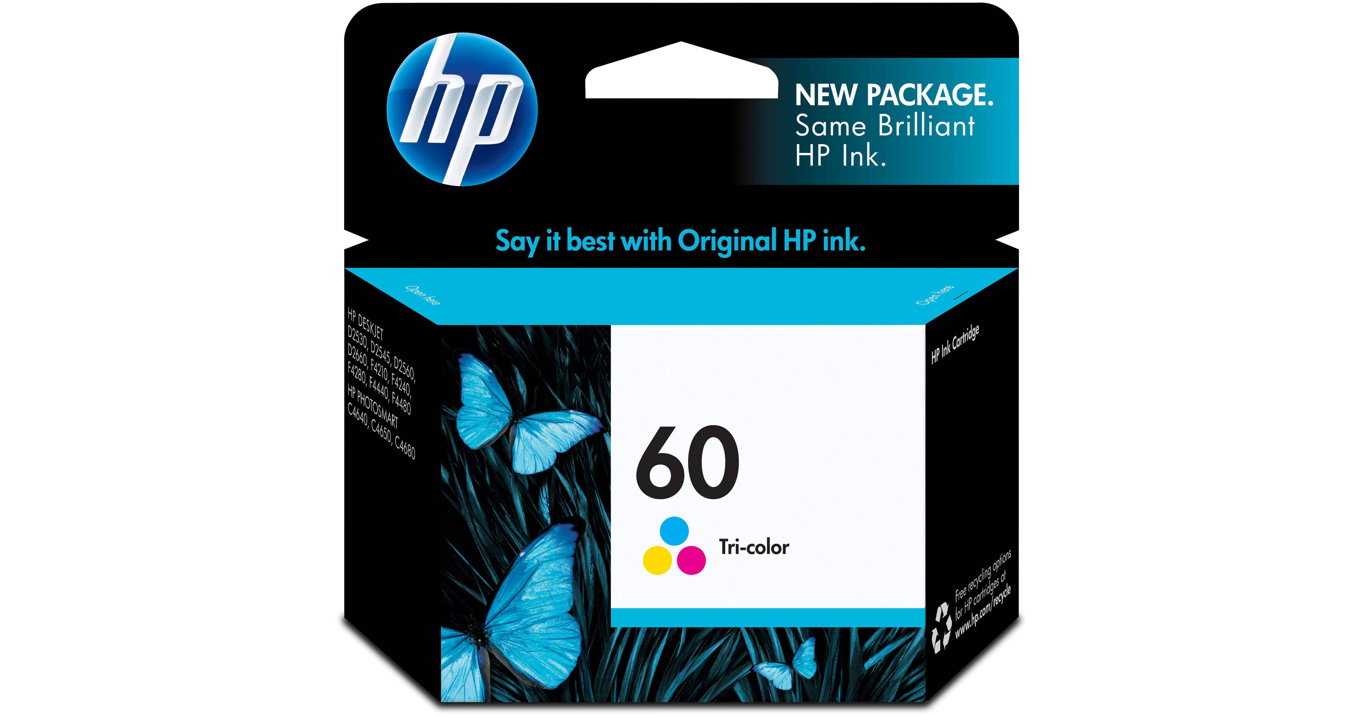 HP 60 (CC643WN) Original Inkjet Ink Cartridge - Cyan, Magenta, Yellow - 1 Each