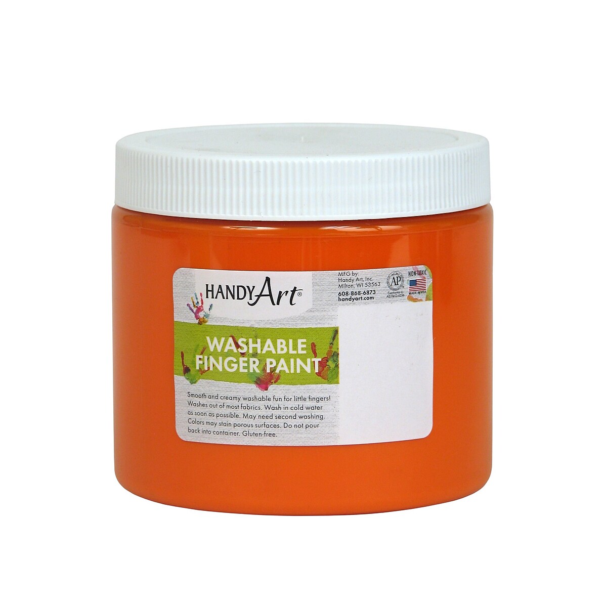 Handy Art Washable Finger Paint, 16 oz — Orange