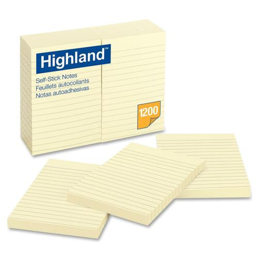 Highland ruled sticky notes 4 x 6 in, yellow, 100-sheet pad