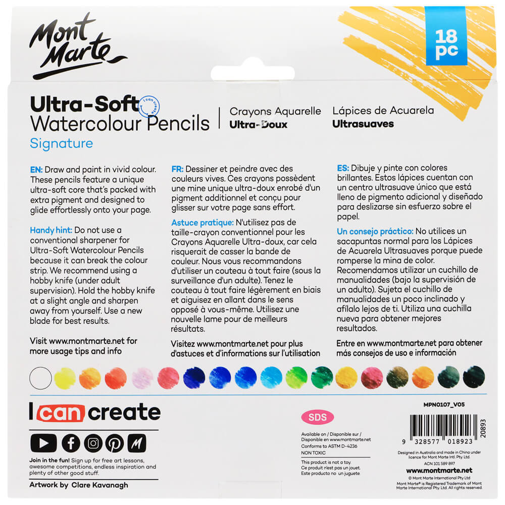 Crayons de couleur ultra-doux 18 pièces