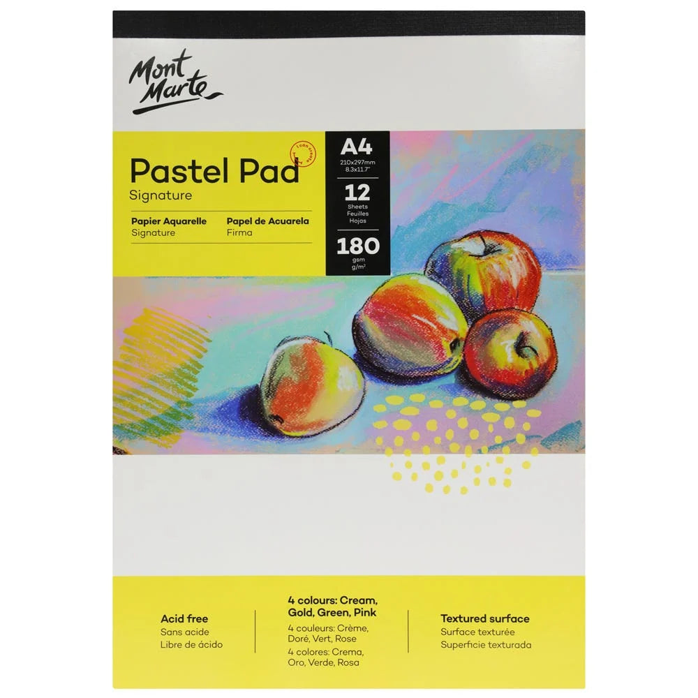 BLOC PASTEL A4/8X11" 4COUL 12FEUIL