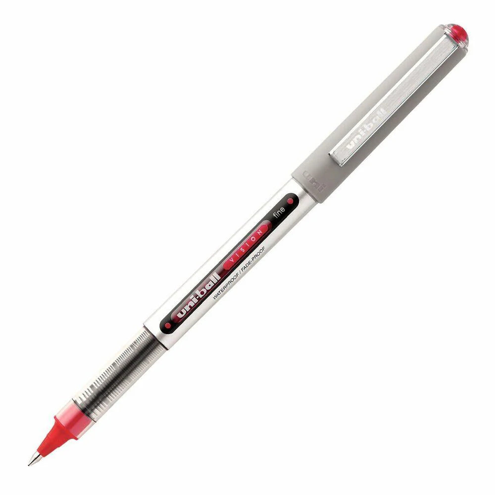 Uniball Vision Rollerball Pen w/ Cap - 0.7mm Fine Red 60139