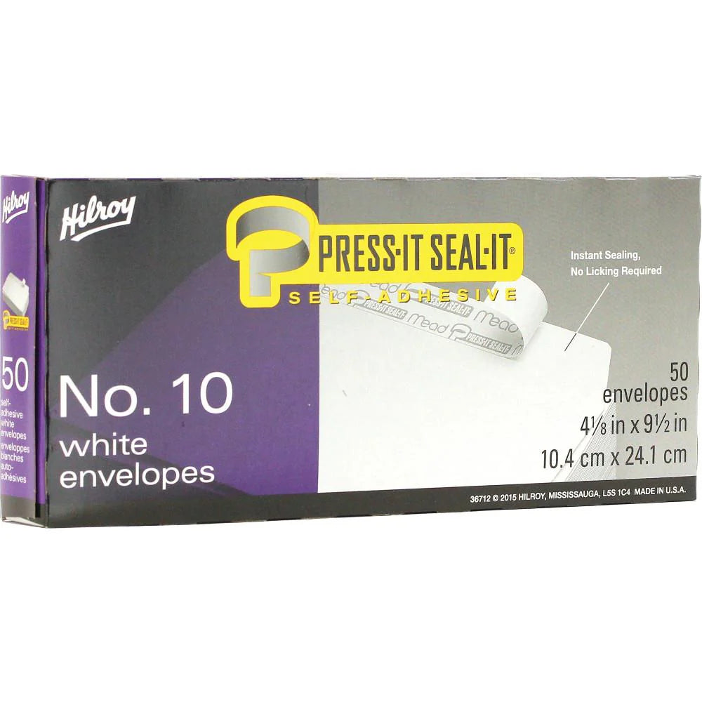 Hilroy Press-It Seal-It No.10 Envelopes 50pk