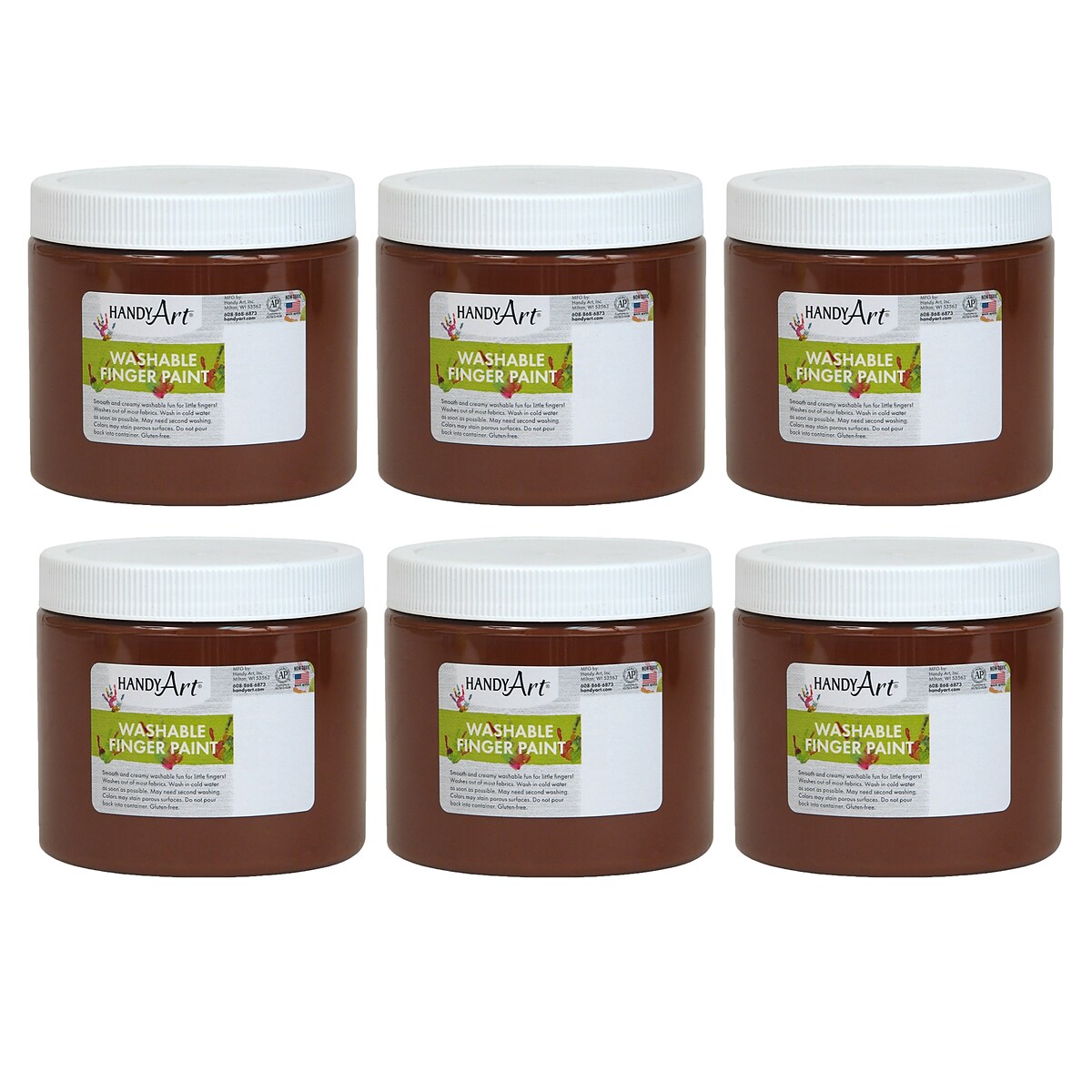 Handy Art Washable Finger Paint, 16 oz — Brown