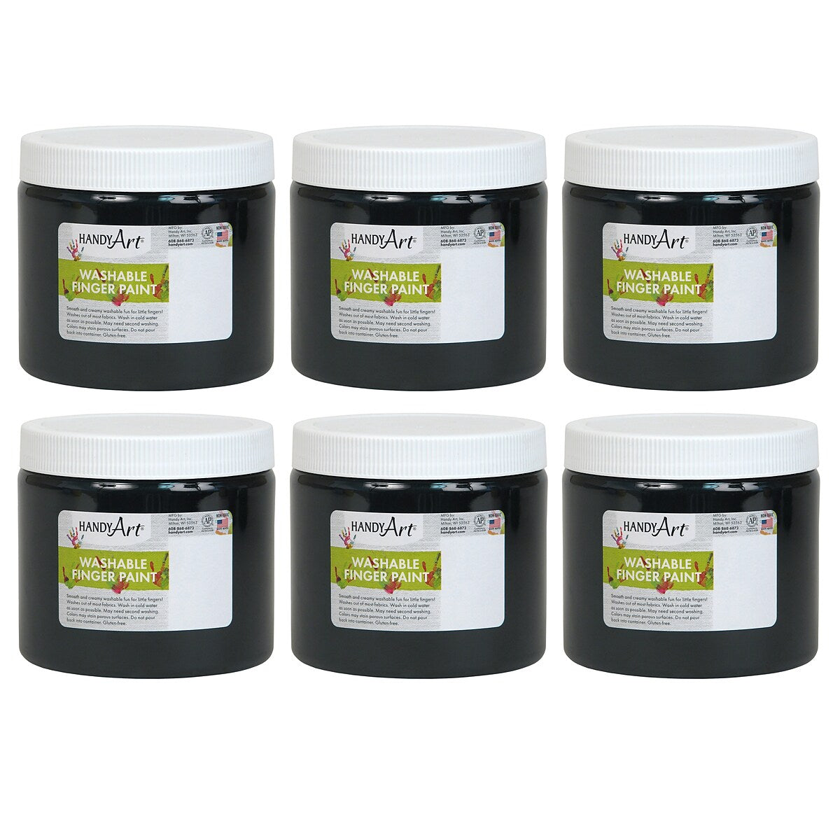 Handy Art Washable Finger Paint, 16 oz — Black