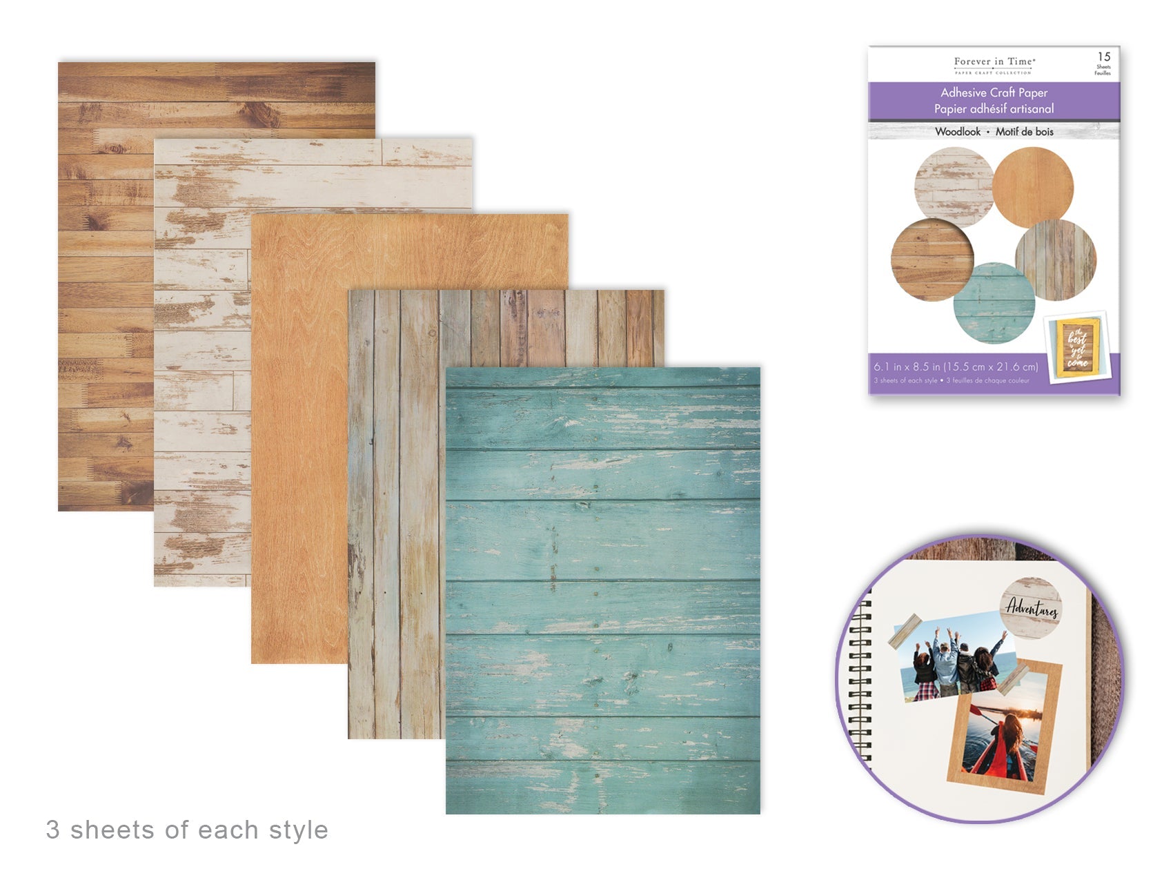 Distressed Wood Sticker Sheets 15pk