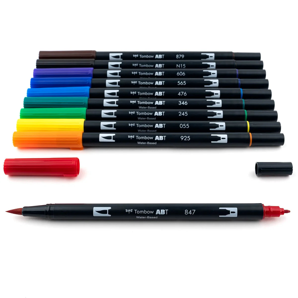 Feutres-pinceaux doubles Tombow - Couleurs primaires, lot de 10