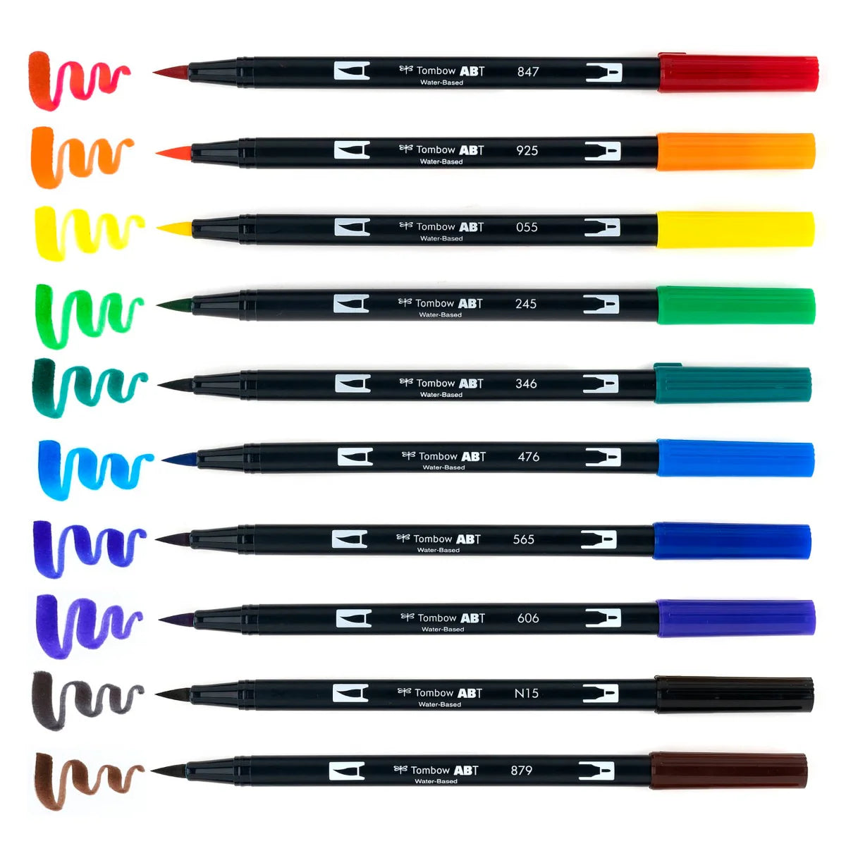 Feutres-pinceaux doubles Tombow - Couleurs primaires, lot de 10
