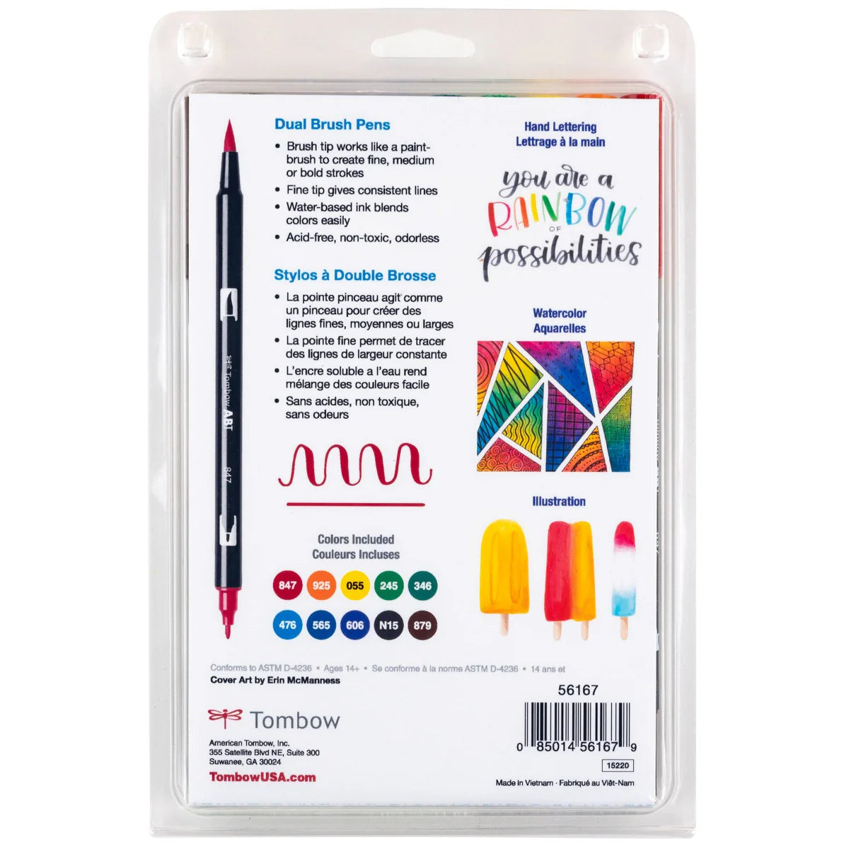 Tombow Dual Brush Pens - Primary Colors, 10/Pack