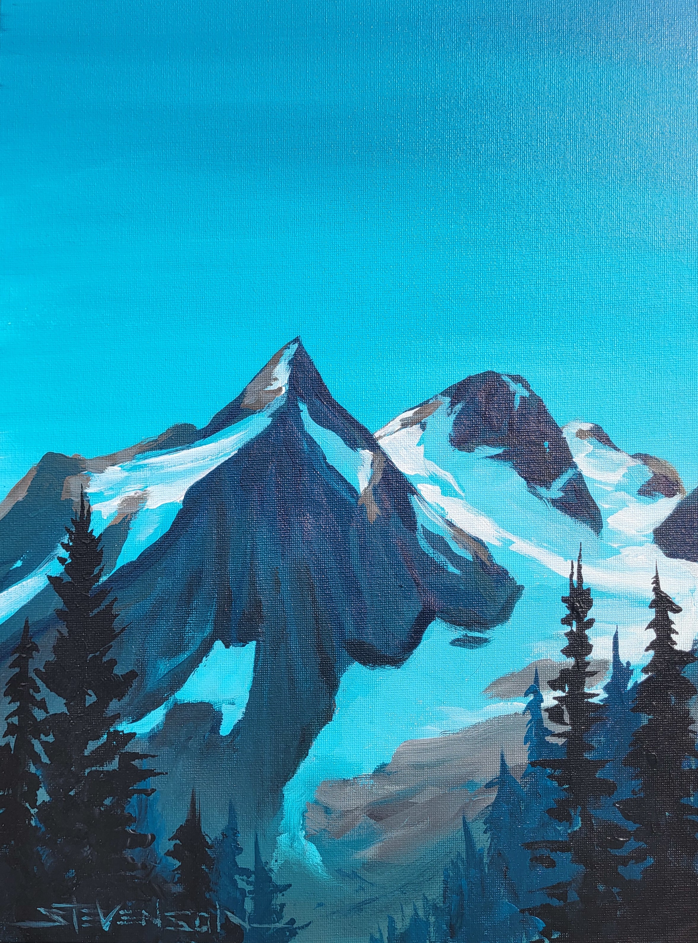 Painting Mountains in Acrylic -Mount Cooper