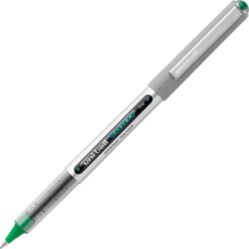 Uniball Vision Rollerball Pen w/ Cap -  0.7mm Fine Green 60386