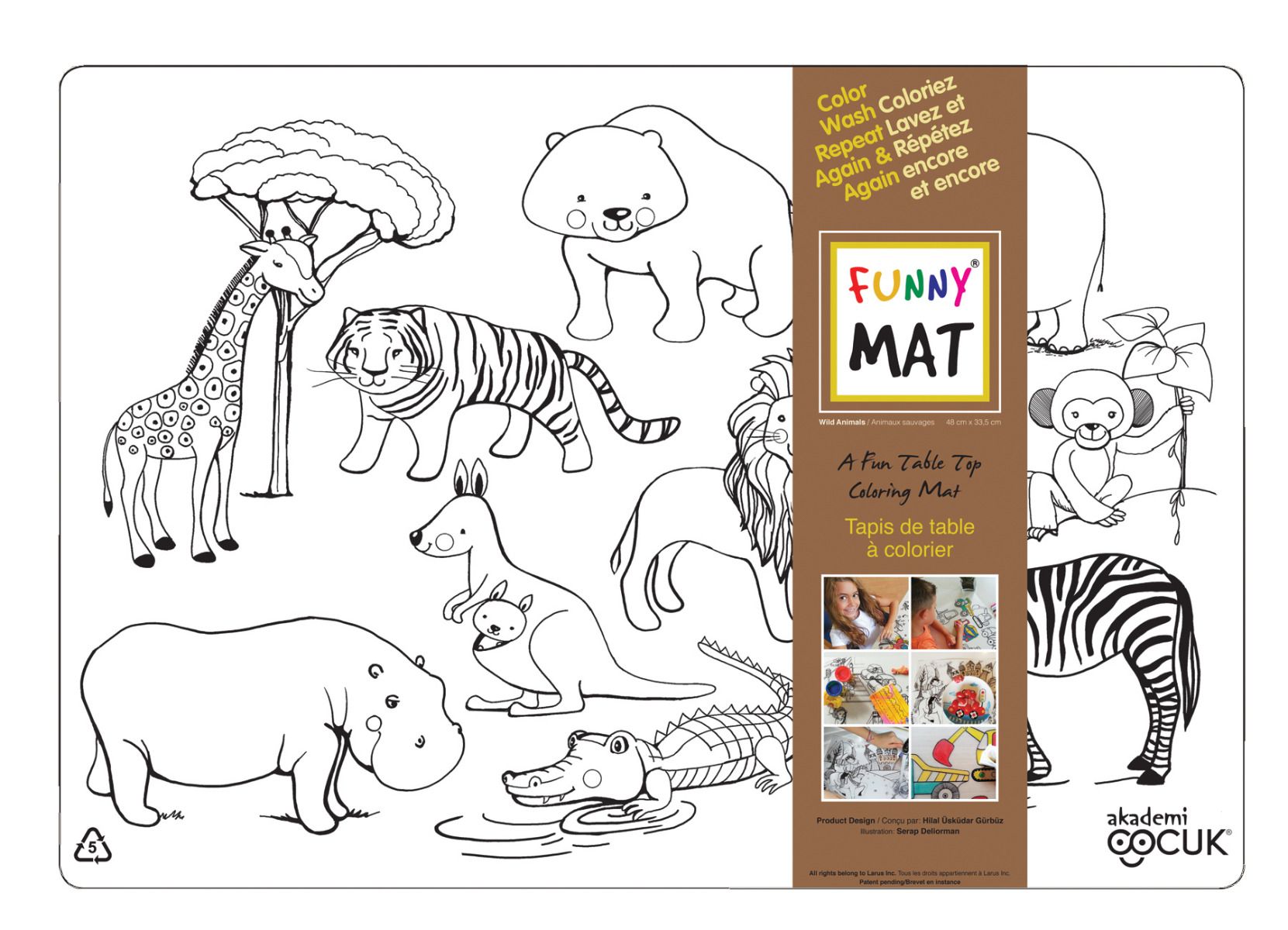 Funny Mat Reusable Colouring Placemat, 13" x 19" – Choose Your Design